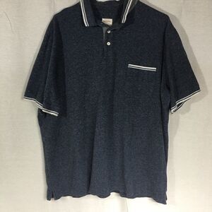 XXL Merona mens blue gray polo shirt 3 button closure pocket front